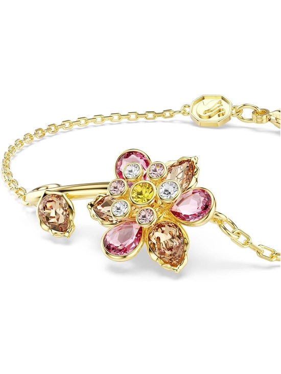 New Swarovski Gold Idyllia Floral Crystal Bracelet with Pink and Champagne